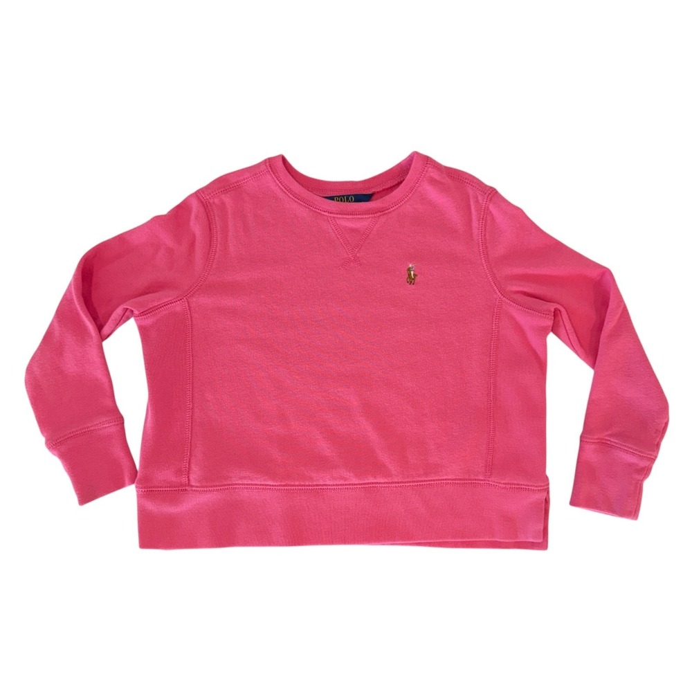 POLO RALPH LAUREN Sweatshirt Youth Girls Small (7) Hot Pink Pullover Cozy Preppy